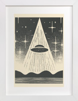UFO Encounters: Nostalgic Retro Woodcut Children's Art Prints