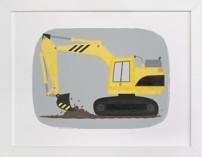 The Construction Excavator Children's Art Prints