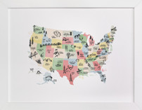 Retro United States Map Children's Art Prints
