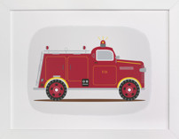Red Fire Engine #1 Children's Art Prints