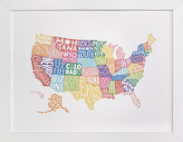 Delightfully Lettered USA Map Children's Art Prints