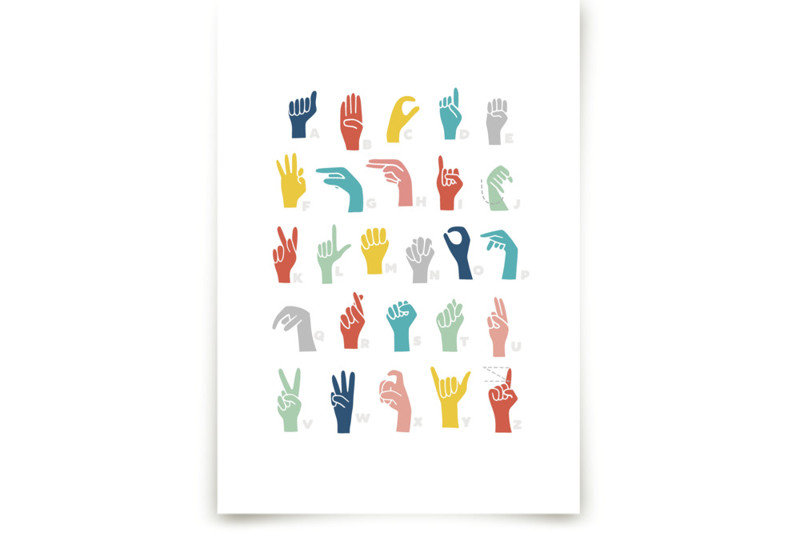 American Sign Language ABCs Children's Art Prints by Jessie Steury | Minted