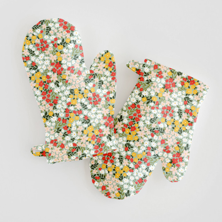 Field of Florals Children's Oven Mitt Set by Kelsey Carlson Minted