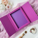 Wedding Keepsake Linen Box, Magenta Gatefold Box, Purple Magnetic Box Keepsake Boxes