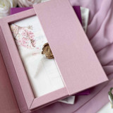Gatefold Linen Box for 5x7 Wedding Invitation with Magnetic Closure, Misty Rose Personalized Keepsake Box Keepsake Boxes