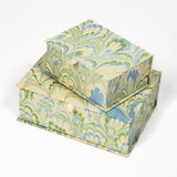 Hand-Marbled Keepsake Box Set in Seaglass Peacock - Large Keepsake Boxes