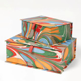 Hand-Marbled Keepsake Box Set in Marais - Set of 2 Keepsake Boxes