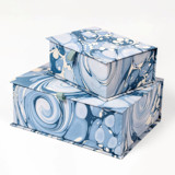Hand-Marbled Keepsake Box Set in Ocean Wave - Small Keepsake Boxes