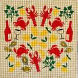 Lobster Boil on Mustard Gingham Tea Towel Tea Towels