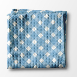 Waffle Weave Kitchen Towel - Gingham Blue Tea Towels