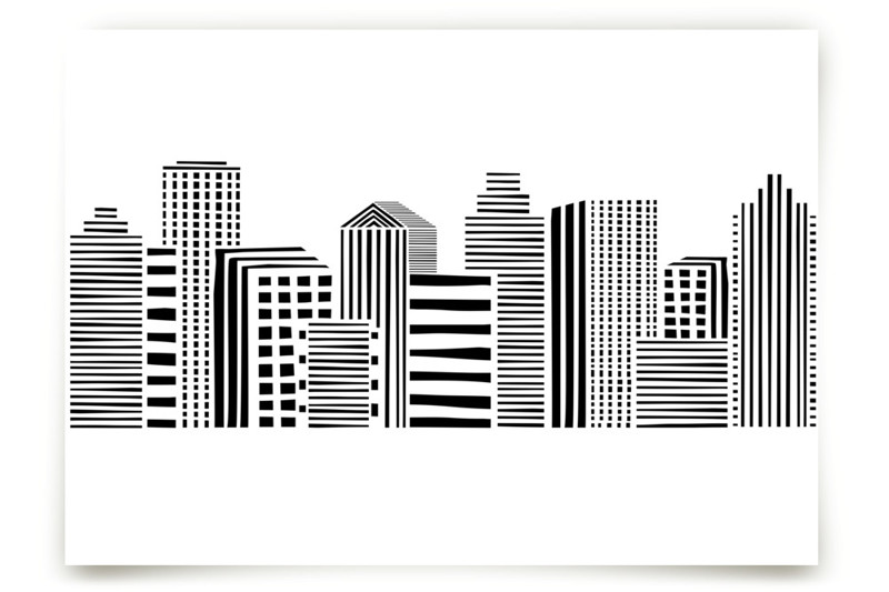 Linear Cityscape Children's and Nursery Wall Mural by Daniela Minted