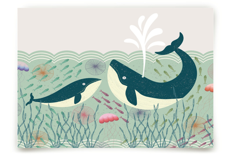 Out at Sea Children's and Nursery Wall Mural by Rebecca Humphreys Minted