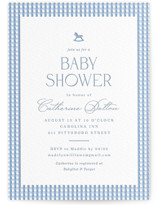 Gingham Rockinghorse Letterpress Baby Shower Invitations