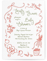 Locally Grown Sketch Letterpress Baby Shower Invitations