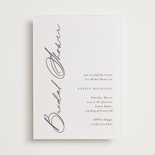 Elegant Side Letterpress Bridal Shower Invitations