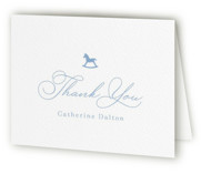 Gingham Rockinghorse Letterpress Baby Shower Thank You Cards