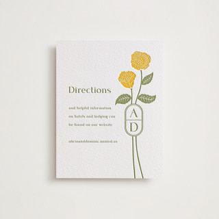 cottage flowers Letterpress Direction Cards