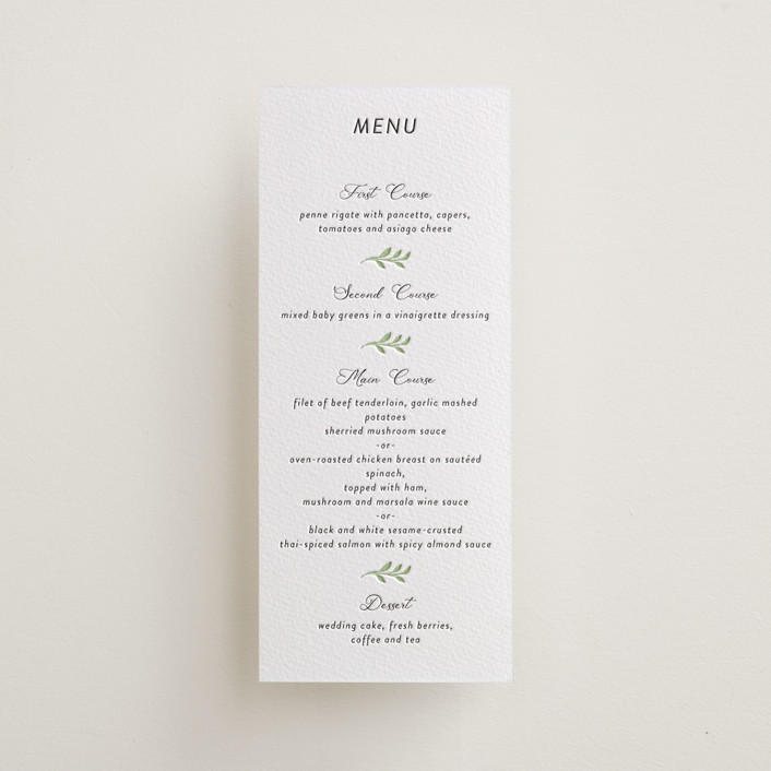Flower Garden Letterpress Long Menus by Susan Moyal | Minted
