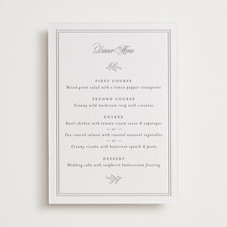 Chic Monogram Letterpress Menu