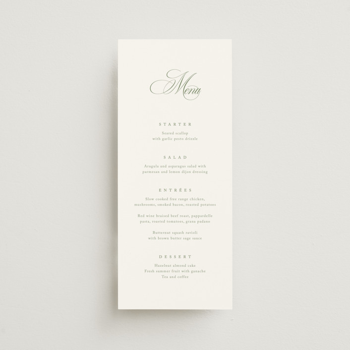 Chic Script Long Menus by Kelly Schmidt | Minted