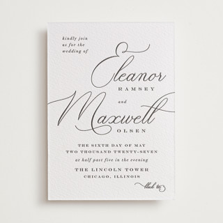 Black Tie Letterpress Wedding Invitations
