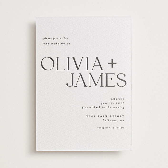 Bold Names Letterpress Wedding Invitations by Vera Lim Minted