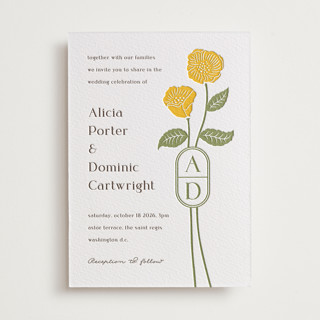 cottage flowers Letterpress Wedding Invitations