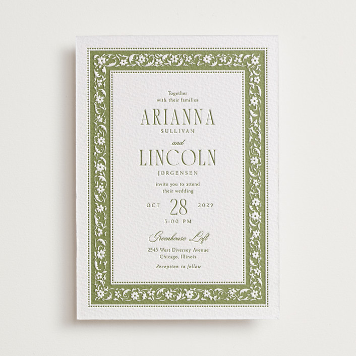Darcy Letterpress Wedding Invitations by Robert and Stella | Minted