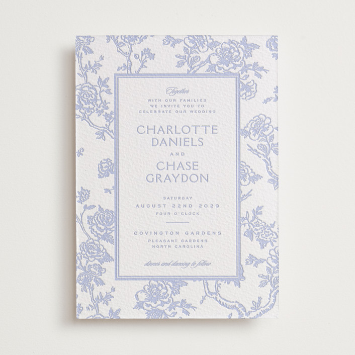 Classic Toile Letterpress Wedding Invitations by Jenna Holcomb