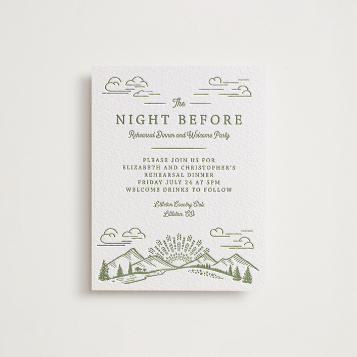 On The Horizon Letterpress Rehearsal Dinner Cards by Paper Sun