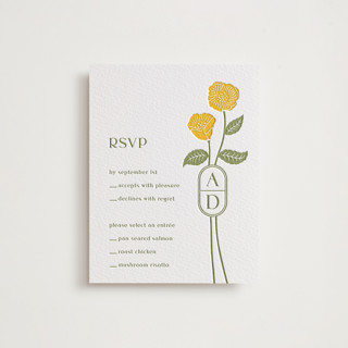 cottage flowers Letterpress RSVP Cards