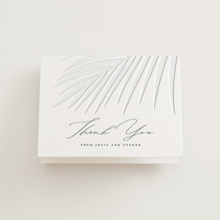 Faded Palm Letterpress Wedding Thank You Cards