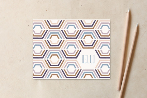 Divided Hexagons Hello Non-Customizable Stationery