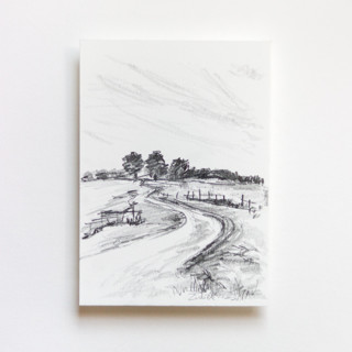 Country Landscape - 5x7 drawing Original Drawings