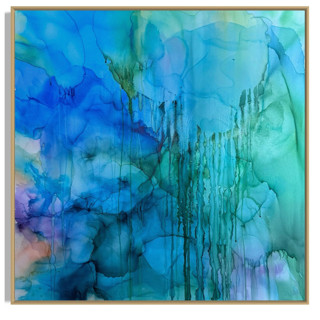 “Depths of Blue” – Original Abstract Acrylic Painting (36” x 36”) Original Painting