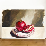 Pomegranate on Vintage Plate original painting