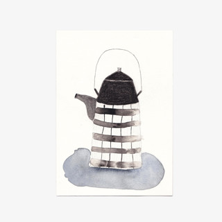 Striped Tea Kettle Original Mixed Media
