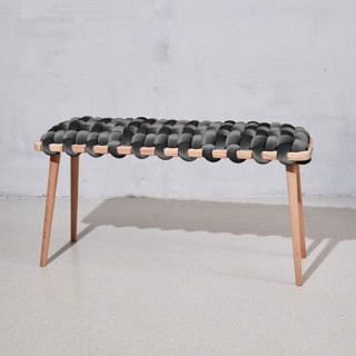 Gray Velvet Woven Bench 94 CM Benches