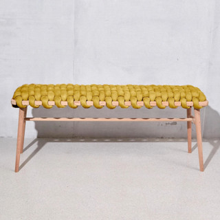 Desert Yellow Vegan Suede Woven Bench 94 CM Benches