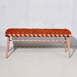 Red Earth Vegan Suede Woven Bench 94 CM Benches