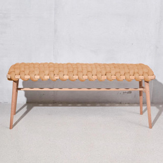 Camel Vegan Suede Woven Bench 120cm Benches