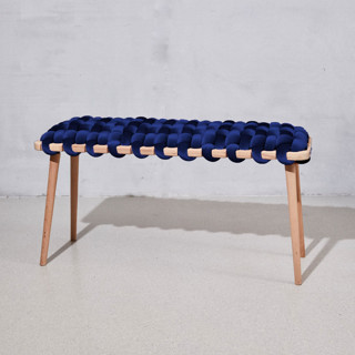 Midnight Blue Velvet Woven Bench 94 CM Benches