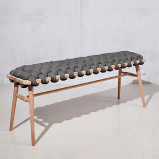 Graphite Vegan Suede Woven Bench 120cm Benches