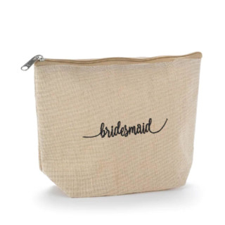 Black Letter Bridesmaid Jute Cosmetic Bag Bridesmaid gifts