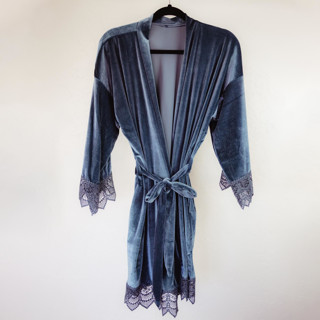 Dusty Blue Velvet Robe Bridesmaid gifts