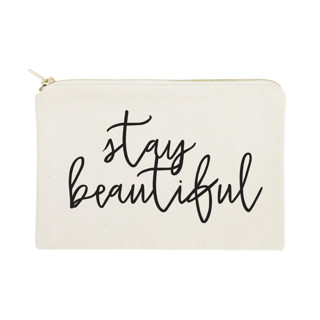 Stay Beautiful Cotton Canvas Cosmetic Bag Bridesmaid gifts