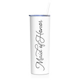 Maid of Honor Tumbler | White | 20 Ounce Stainless Steel Bridesmaid gifts