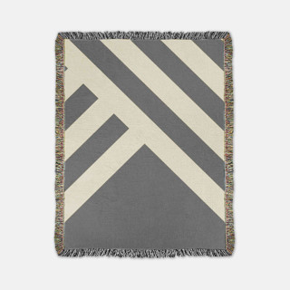 Grand Signet Throw - Natural/Charcoal Grey Blankets and Throws