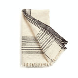 Seytu Undyed Black & White Artisanal Stripes Handloom Merino Cotton Soft Blend Throw Blankets and Throws