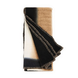 Siro Brown And White Ombre Textured Throw  In Hand Spun Merino And Hand Stitched Hem Blankets and Throws